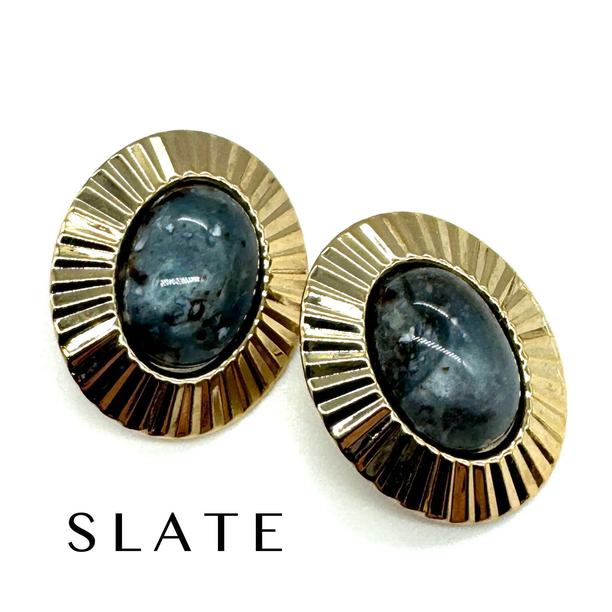 FAN Tastic Granite Oval Stud Earrings