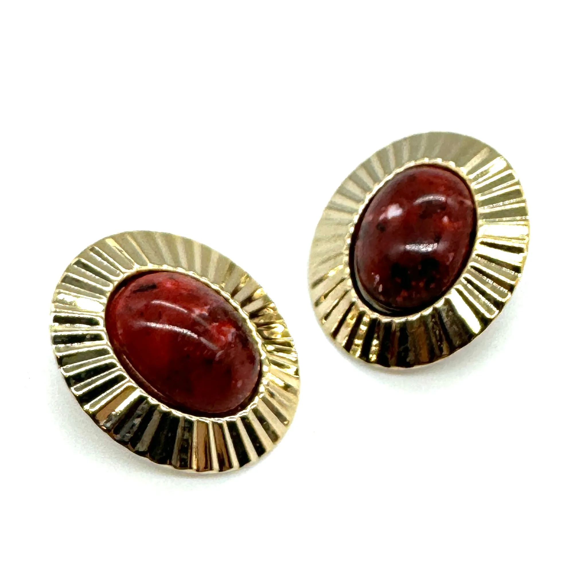 FAN Tastic Granite Oval Stud Earrings