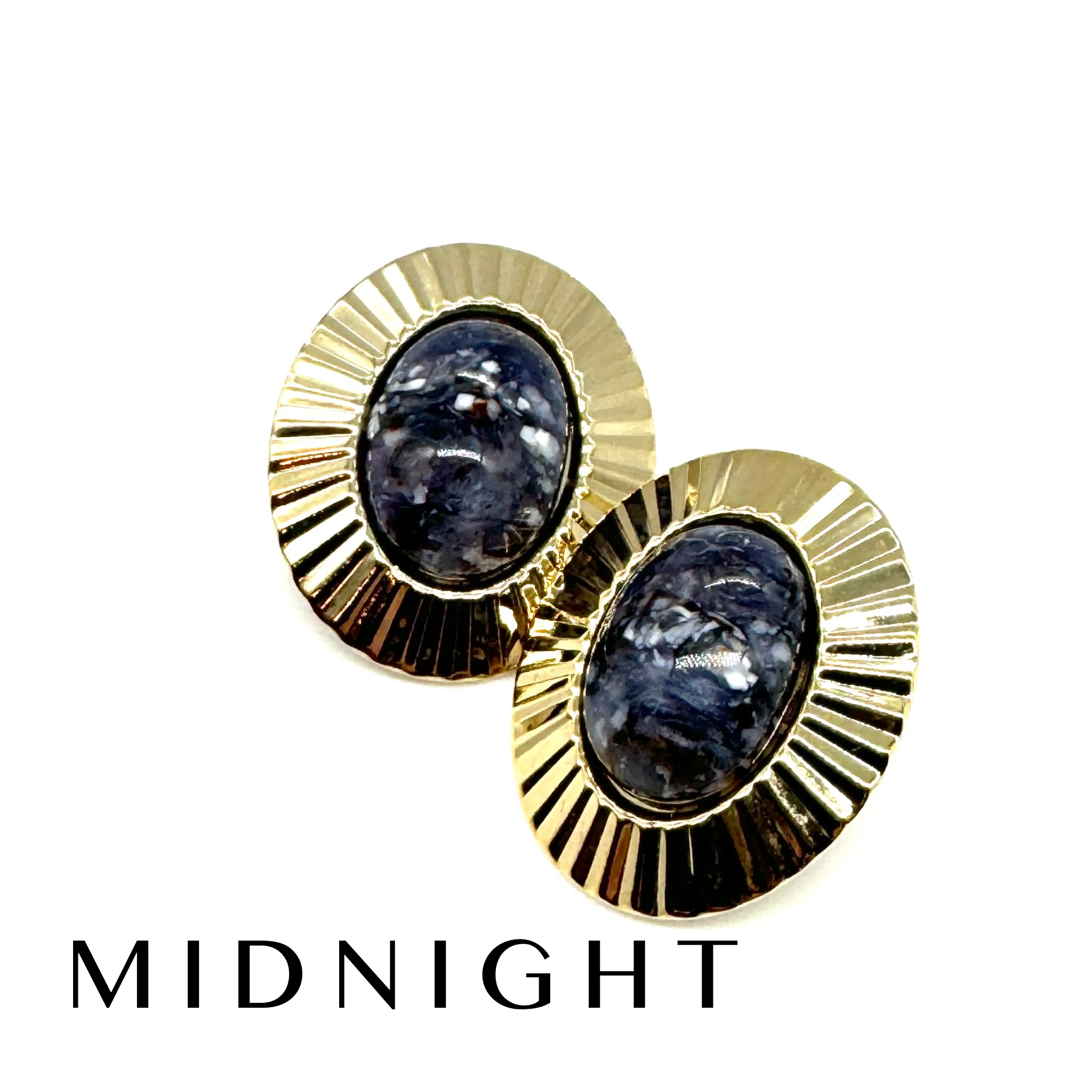 FAN Tastic Granite Oval Stud Earrings