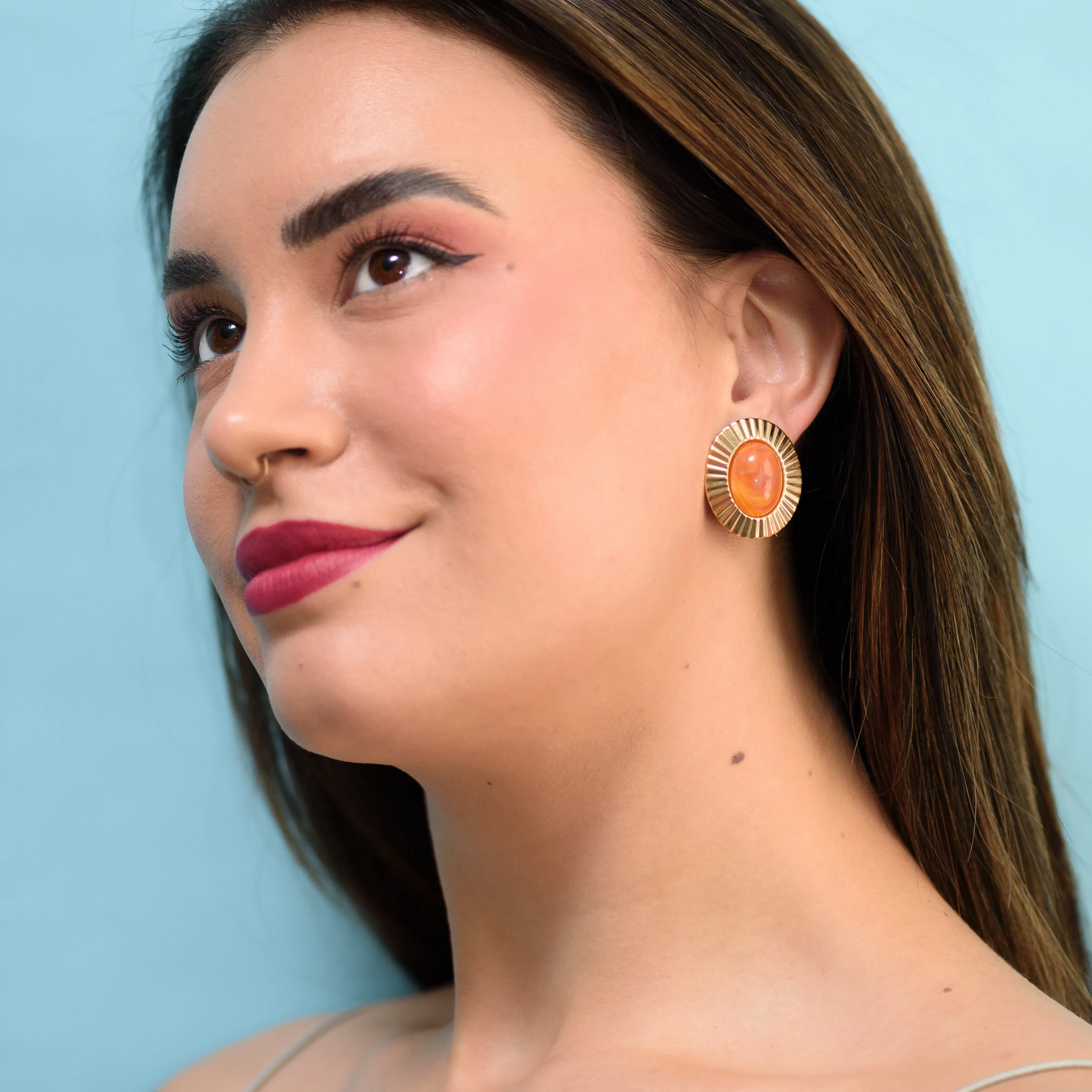 FAN Tastic Granite Oval Stud Earrings