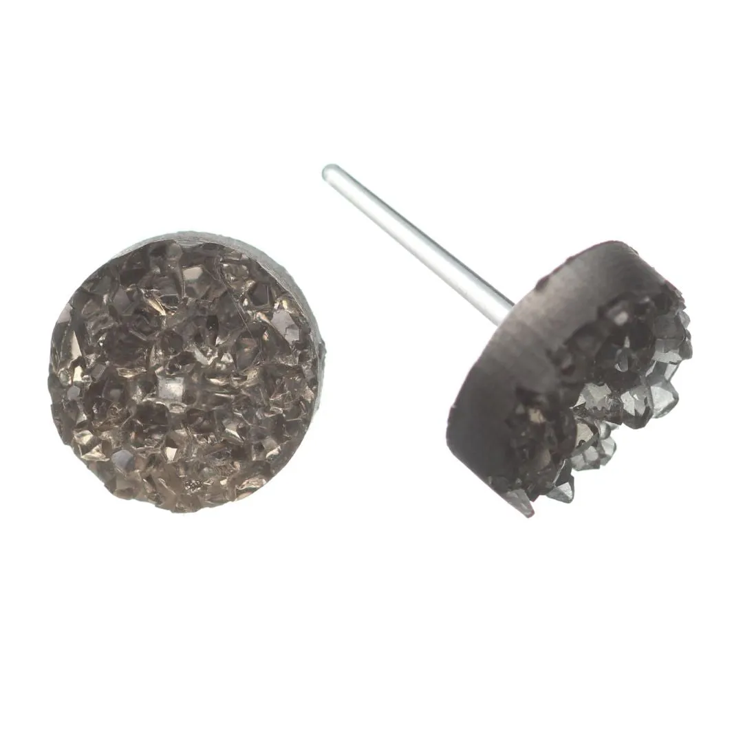 Faux Crystal Druzy Studs Hypoallergenic Earrings for Sensitive Ears Made with Plastic Posts