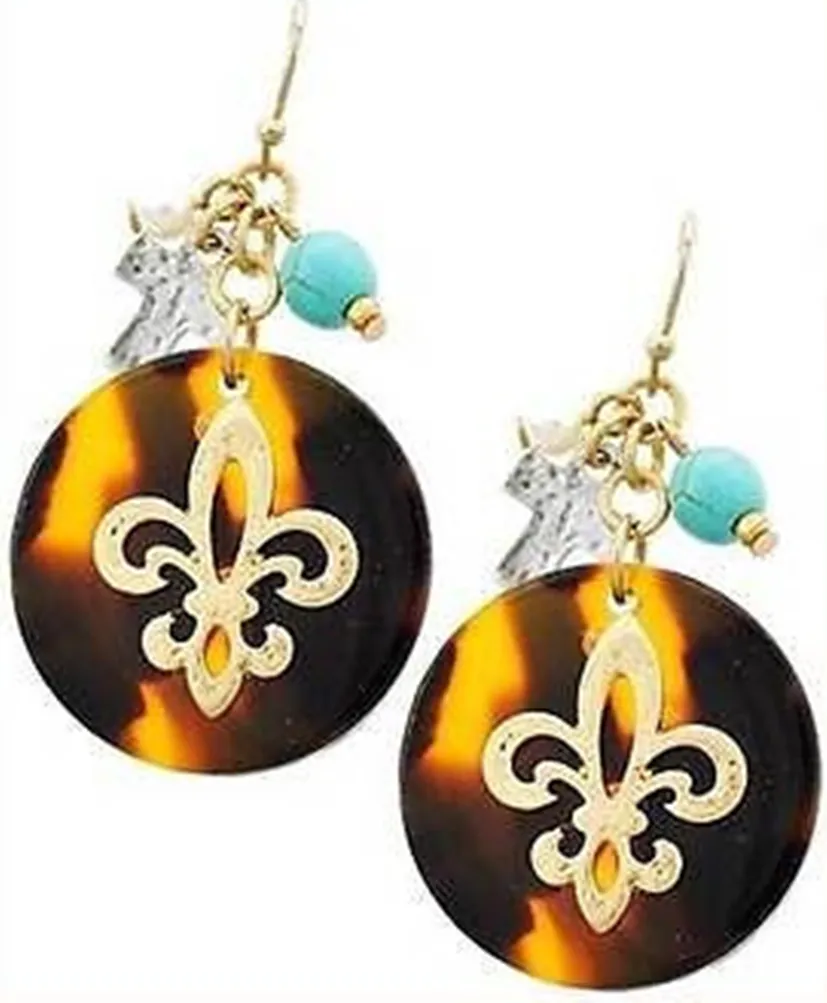 Fleur de Lis Cross Earrings