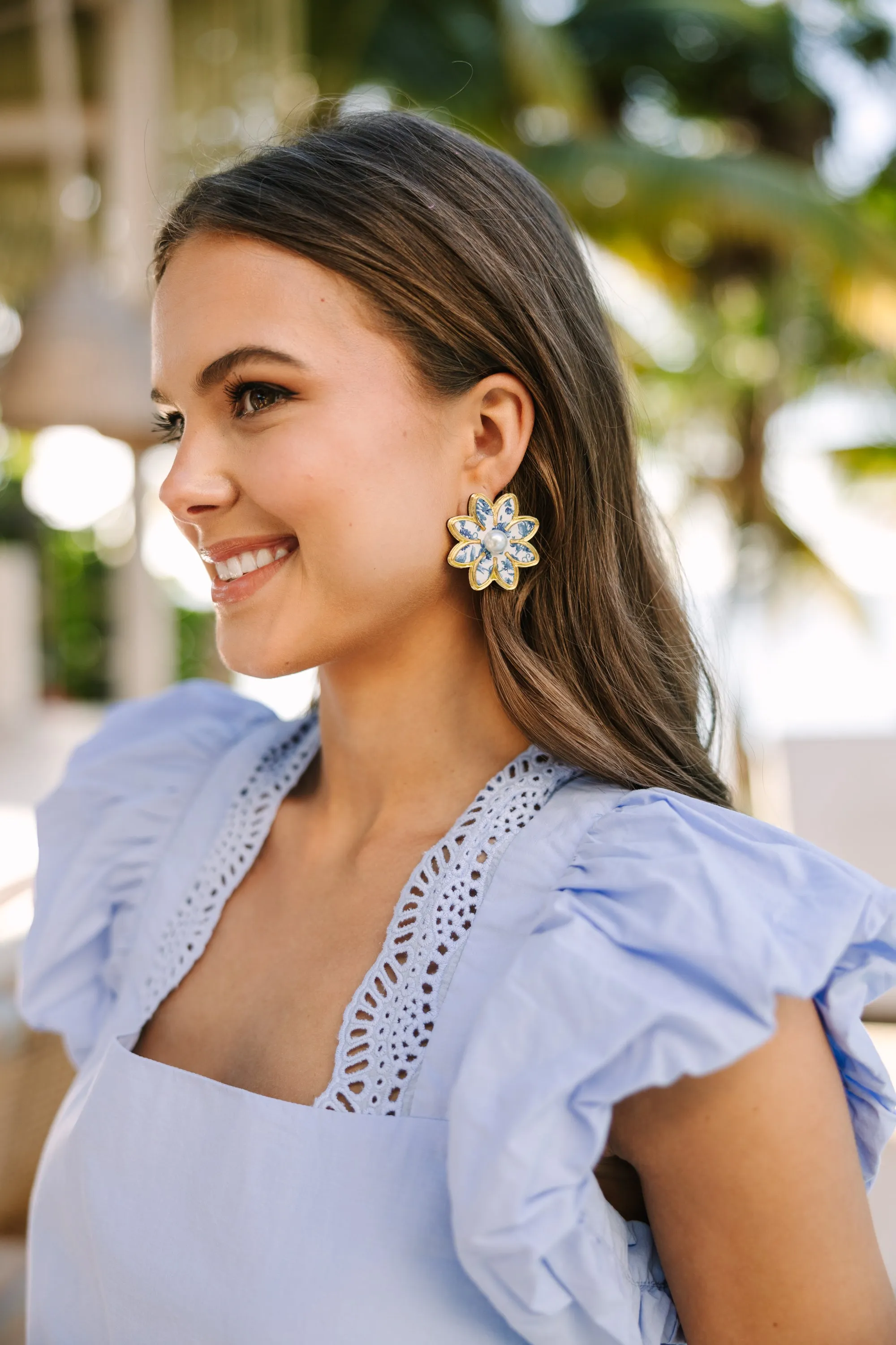 Flowers Of Love Blue Stud Earrings