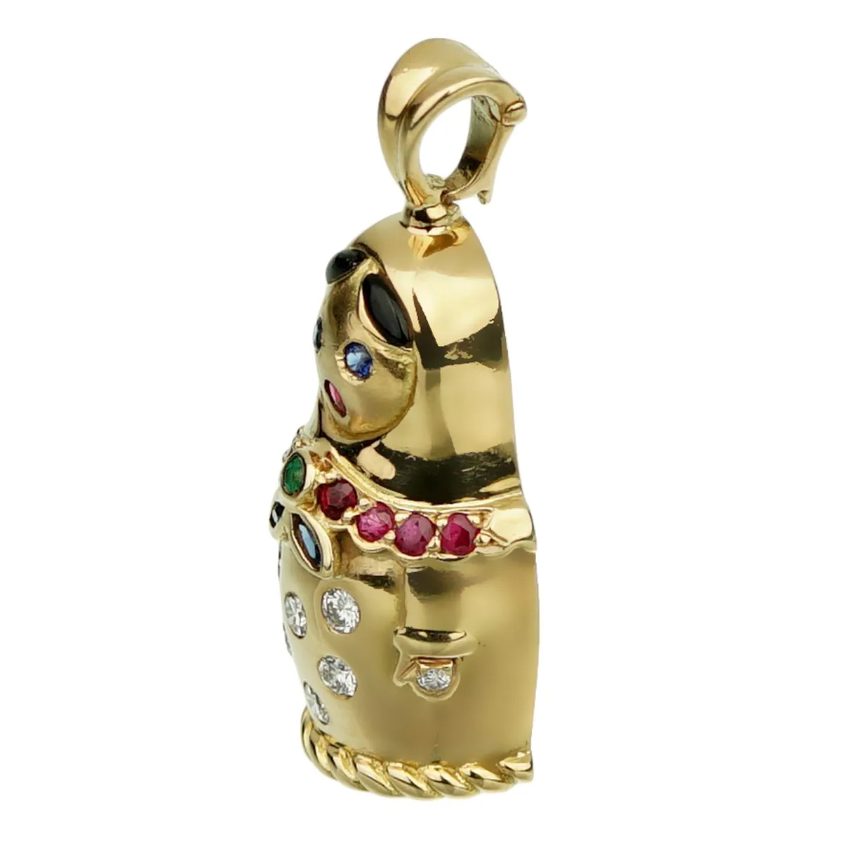 Fred of Paris Matryoshka Diamond Doll Gold Pendant Necklace