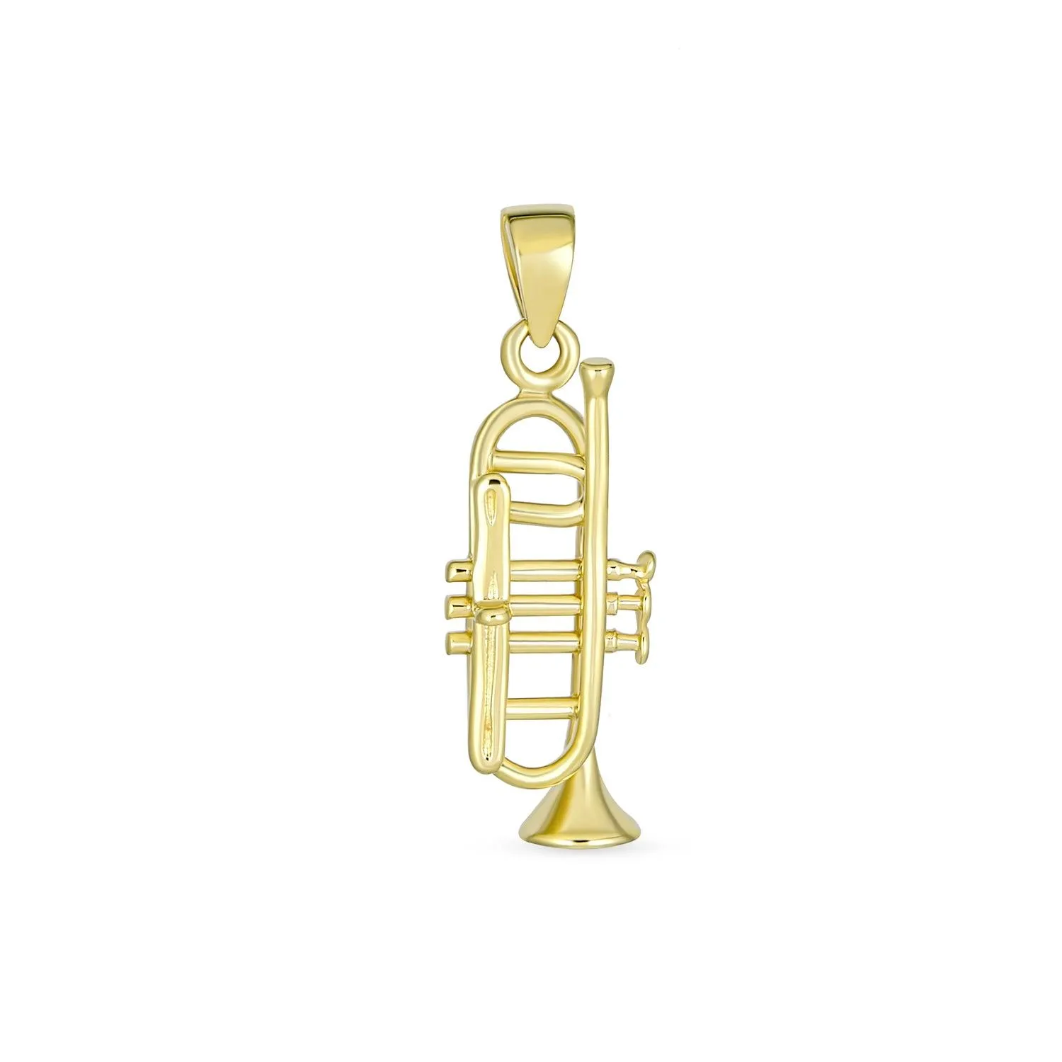 Genuine 14K Gold Trumpet Instrument Pendant Necklace for Jazz Lovers