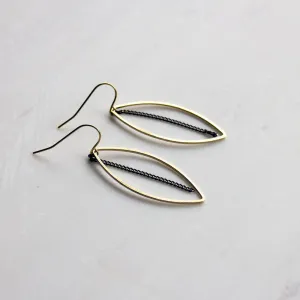 Gold and Black Leaf Earrings