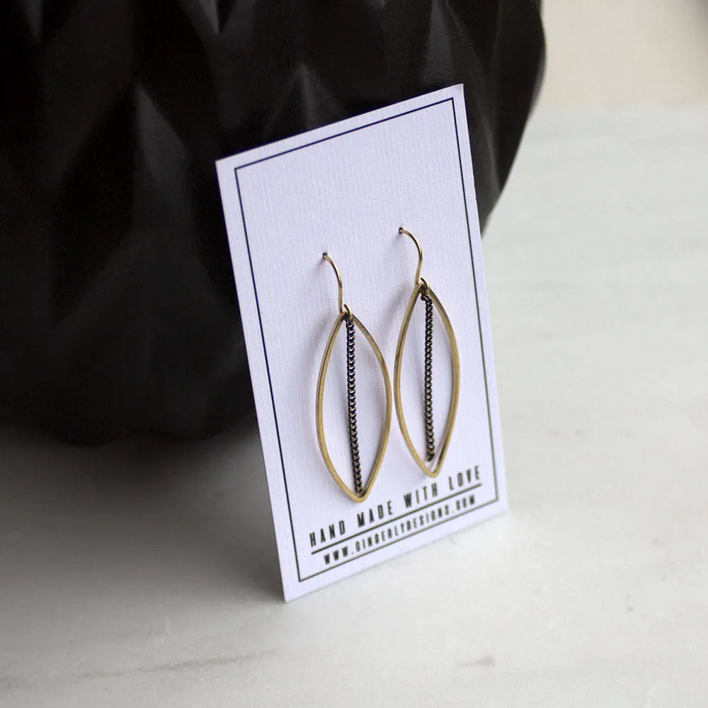 Gold and Black Leaf Earrings