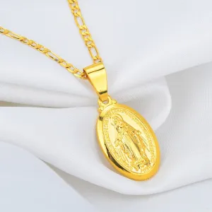 Gold Plated Catholic Religious Goddess Virgin Mary Pendant Necklace Jewelry