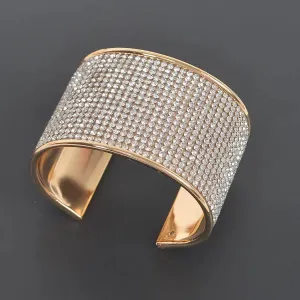 Gold Rhinestones All Over Metal Cuff