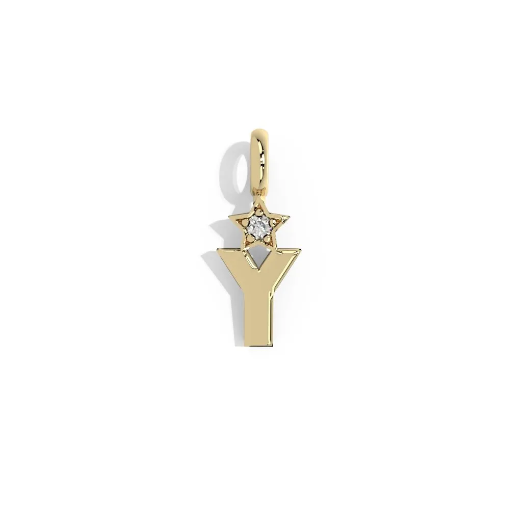 Gold Smooth Charm Letter Pendant - Star