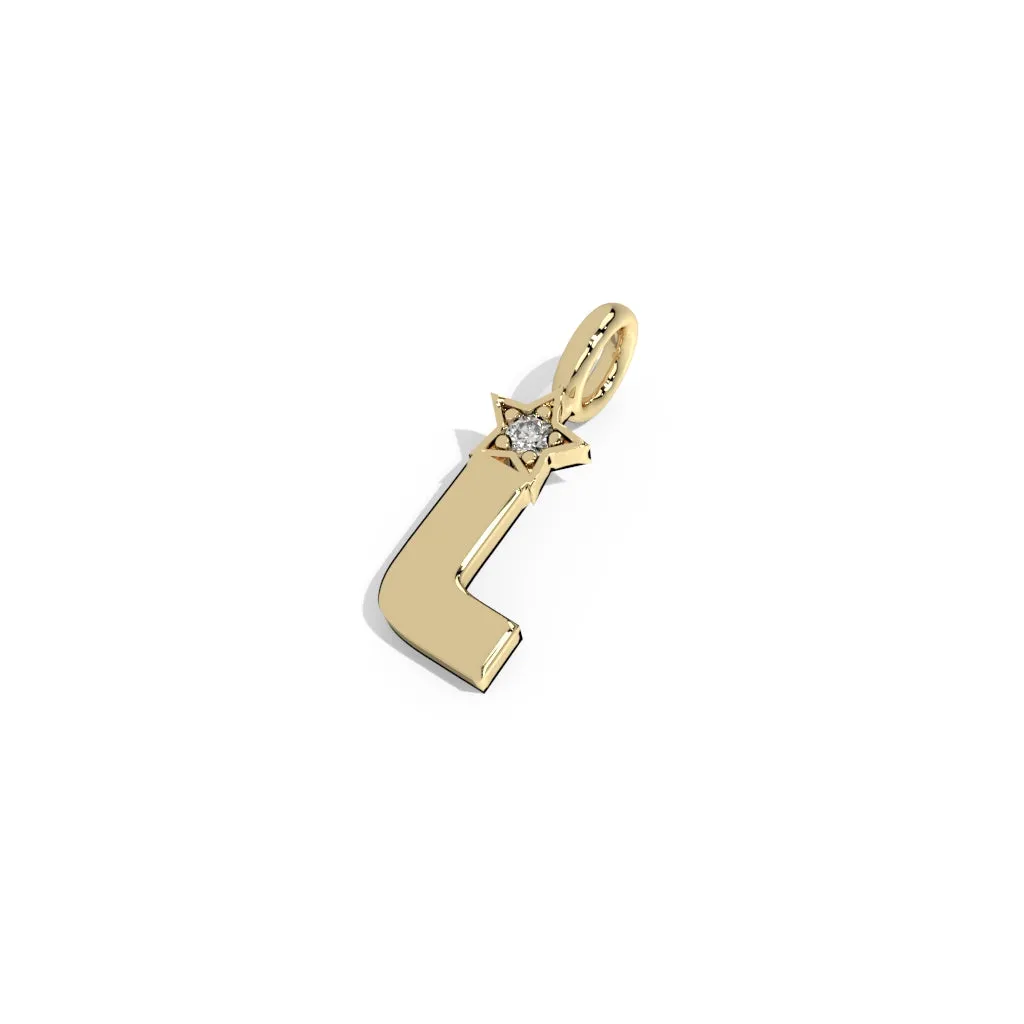 Gold Smooth Charm Letter Pendant - Star