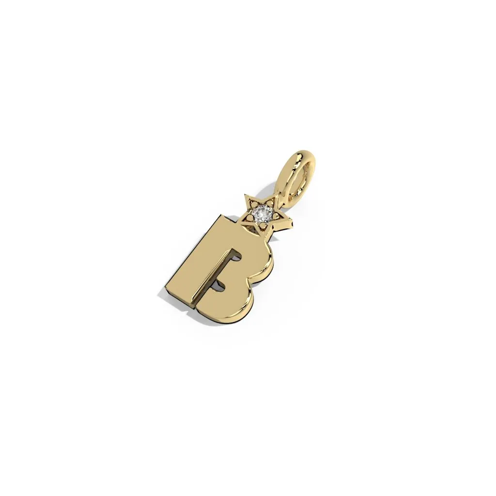 Gold Smooth Charm Letter Pendant - Star