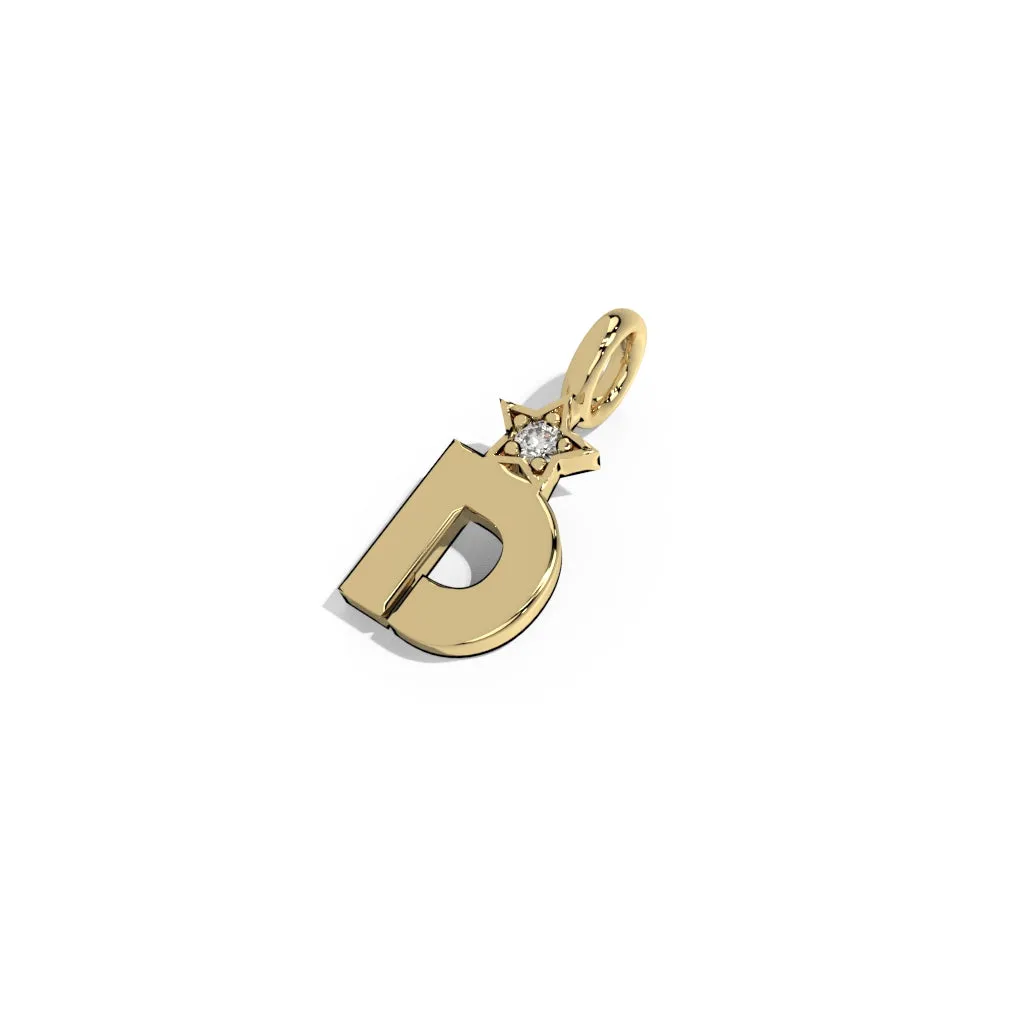 Gold Smooth Charm Letter Pendant - Star