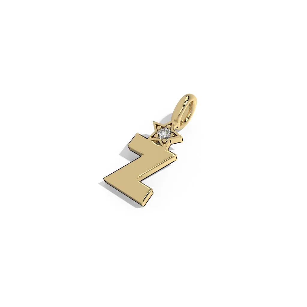 Gold Smooth Charm Letter Pendant - Star