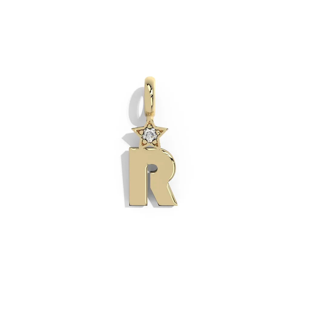 Gold Smooth Charm Letter Pendant - Star