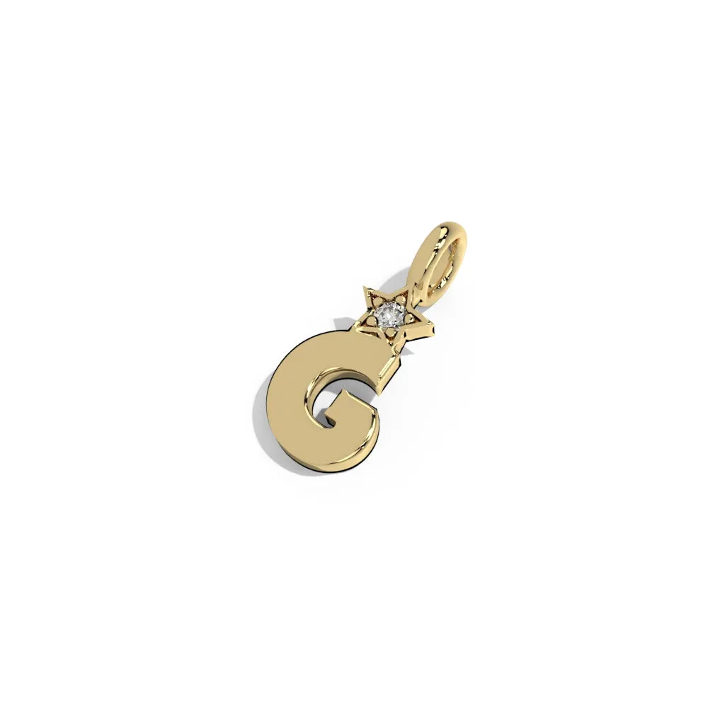 Gold Smooth Charm Letter Pendant - Star