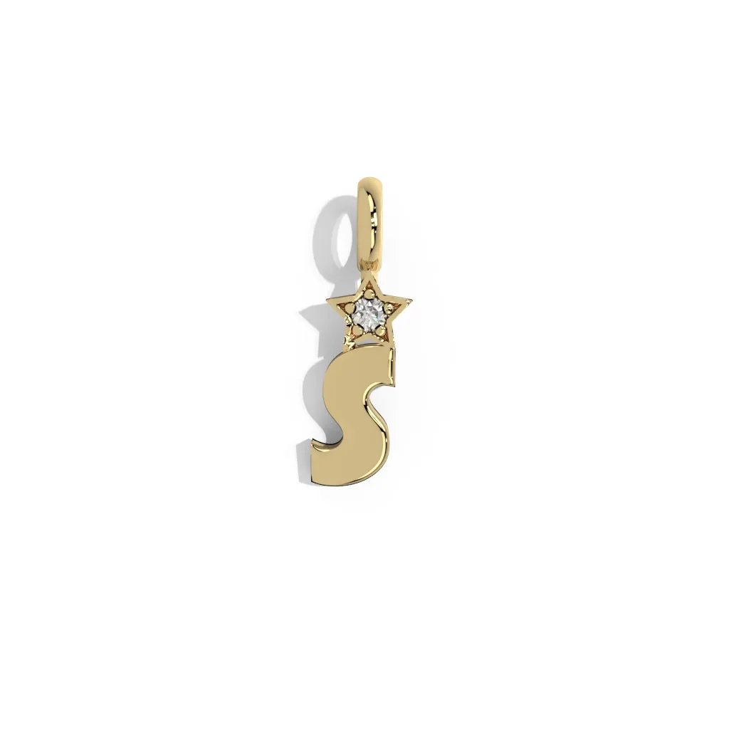 Gold Smooth Charm Letter Pendant - Star