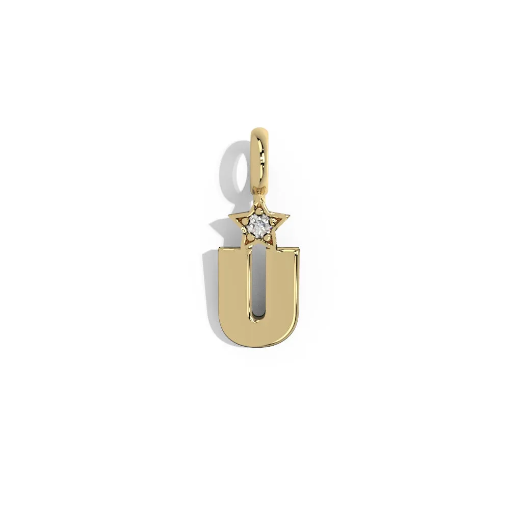 Gold Smooth Charm Letter Pendant - Star