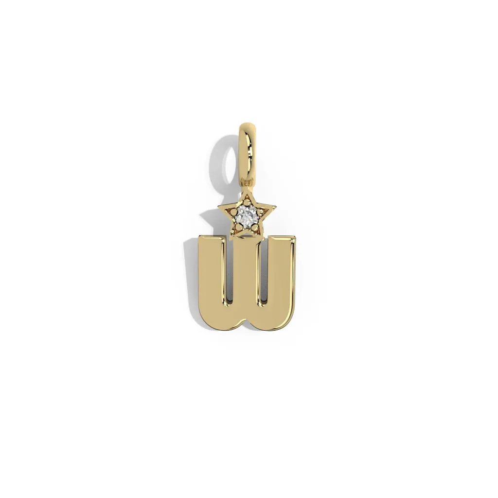 Gold Smooth Charm Letter Pendant - Star