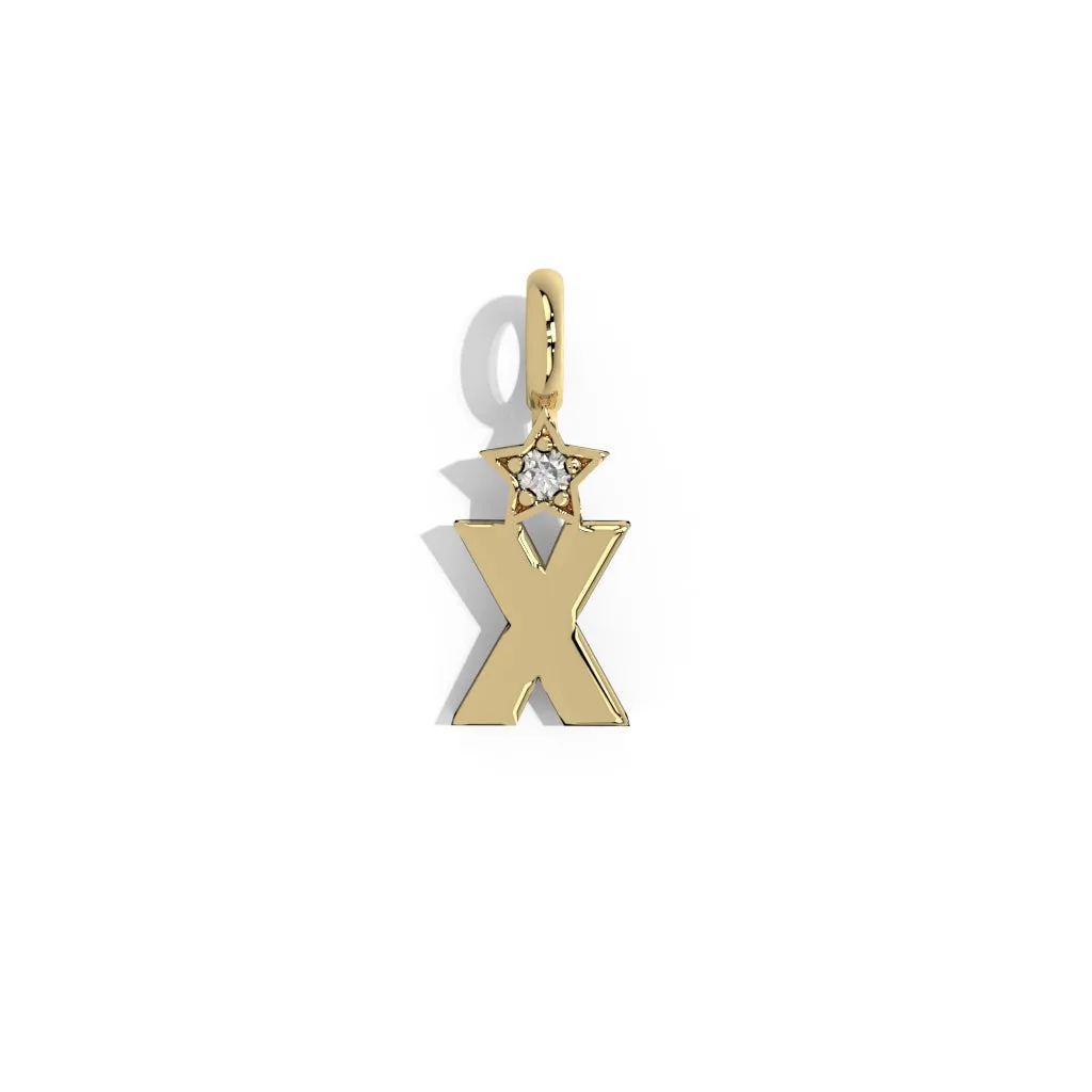 Gold Smooth Charm Letter Pendant - Star