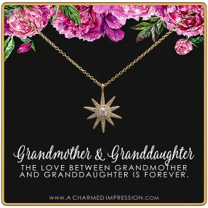 Grandmother & Granddaughter • Unique Gift for Grandma • Infinite Love • Silver • Intentional Keepsake Jewelry - Large CZ Starburst Necklace