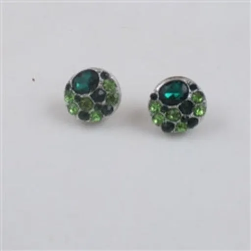 Green Multi Crystal Stud  Earrings