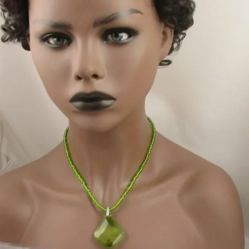 Green with Envy Necklace with Diamond Cut Pendant