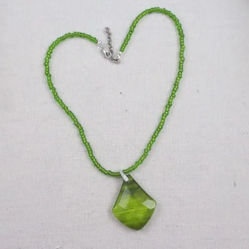 Green with Envy Necklace with Diamond Cut Pendant