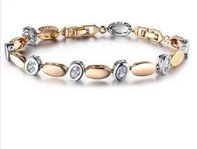 GULIC Cute Oval Metal With Micro Paved CZ Crystal Women Bracelets & Bangles Bridal Wedding Jewelry Gift