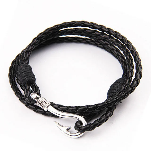 Handmade Bracelet  40cm PU Leather For Men Jewellery.