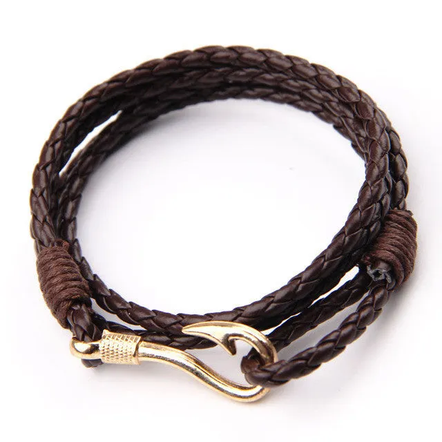 Handmade Bracelet  40cm PU Leather For Men Jewellery.