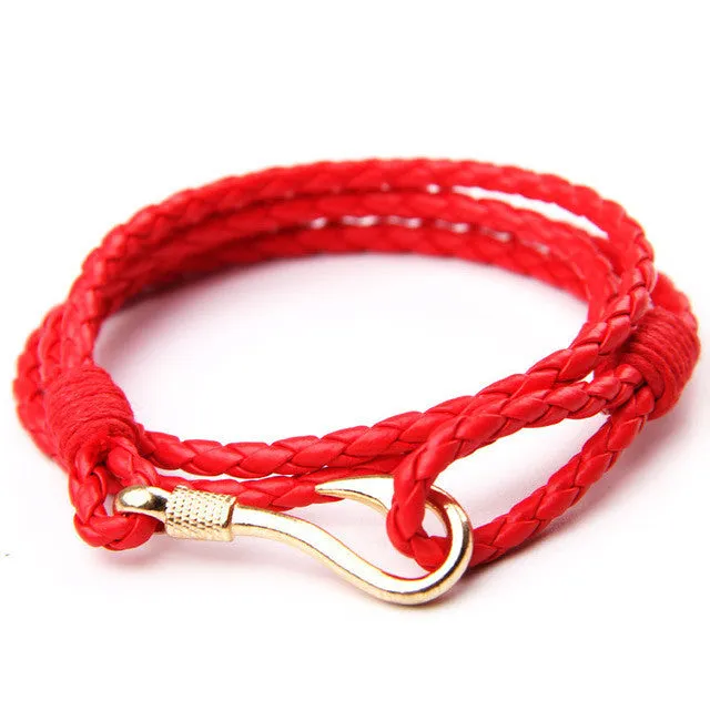 Handmade Bracelet  40cm PU Leather For Men Jewellery.