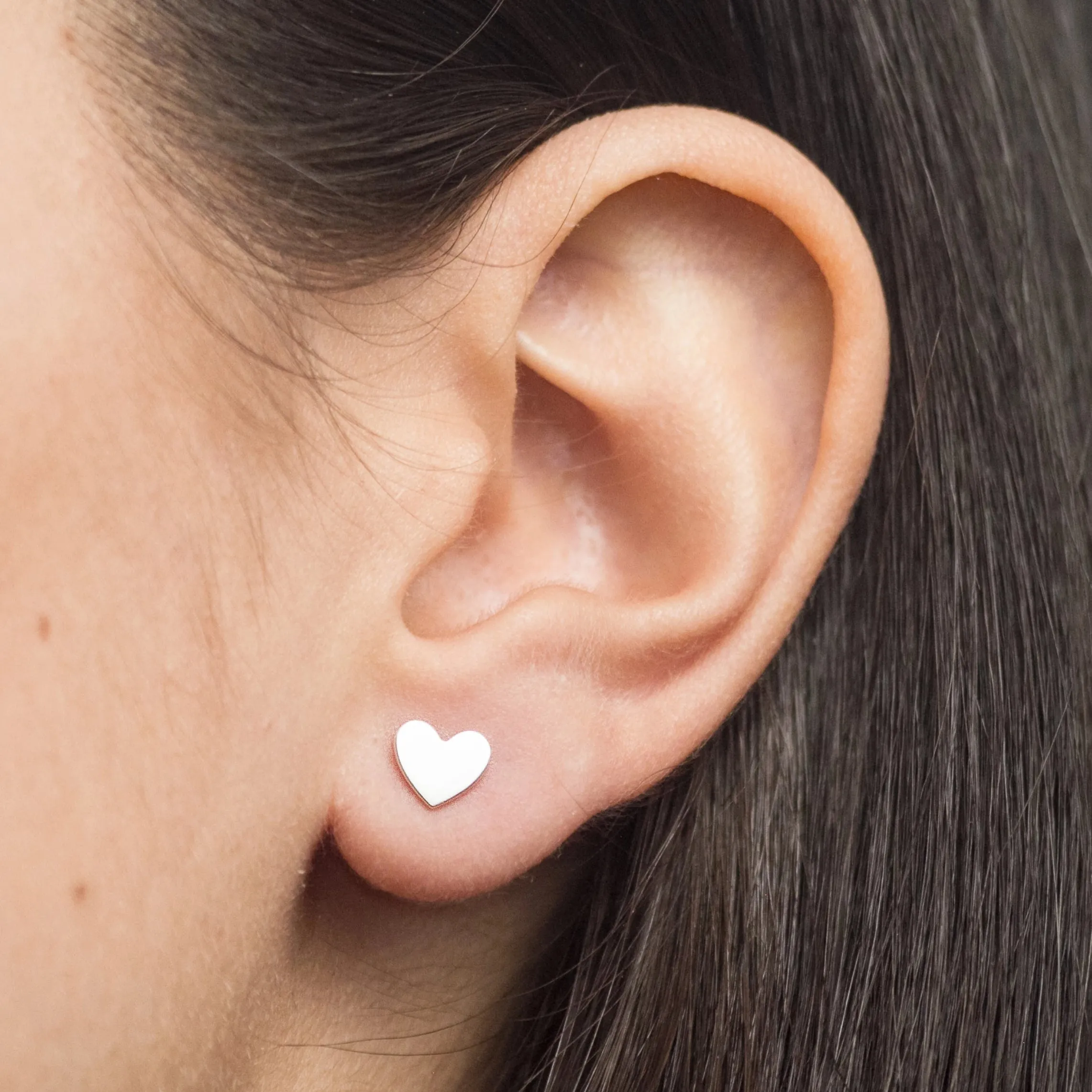 Heart Stud Earrings – Sterling Silver