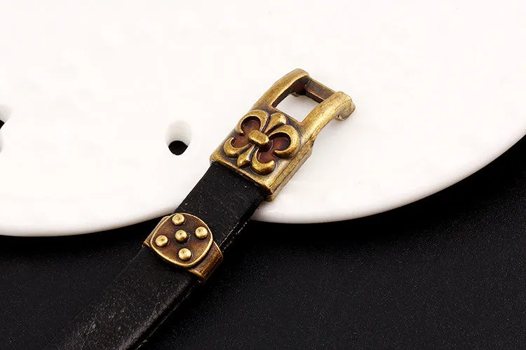 High Quality Vintage Classic Animal Owl Black Leather Charm Bracelet Acrylic eyes Alloy Easy Hook Men Bracelets Accessories