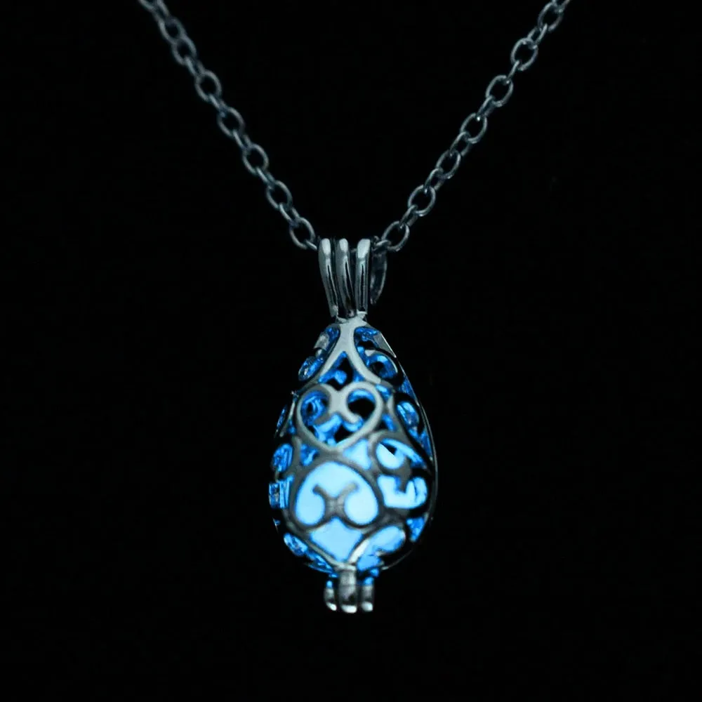 Hollow Luminous Stone Gem Charm Jewelry Pendant Necklace Gifts