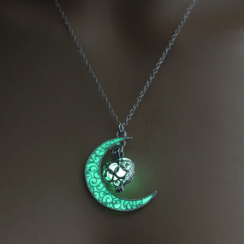 Hollow Luminous Stone Gem Charm Jewelry Pendant Necklace Gifts