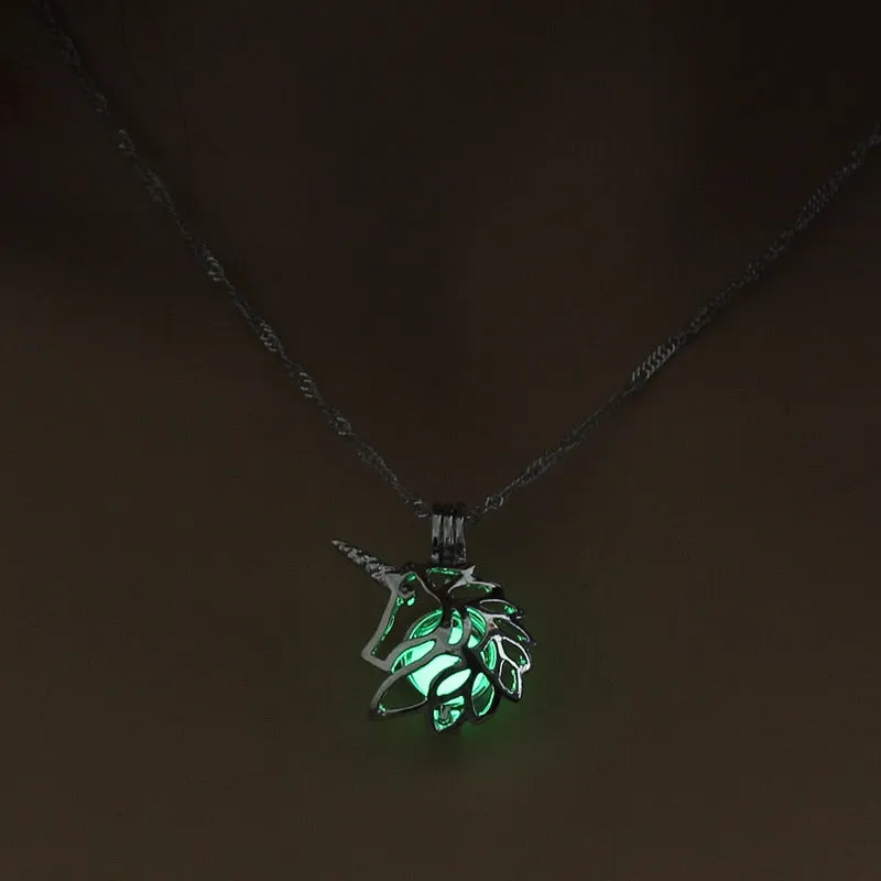 Hollow Luminous Stone Gem Charm Jewelry Pendant Necklace Gifts