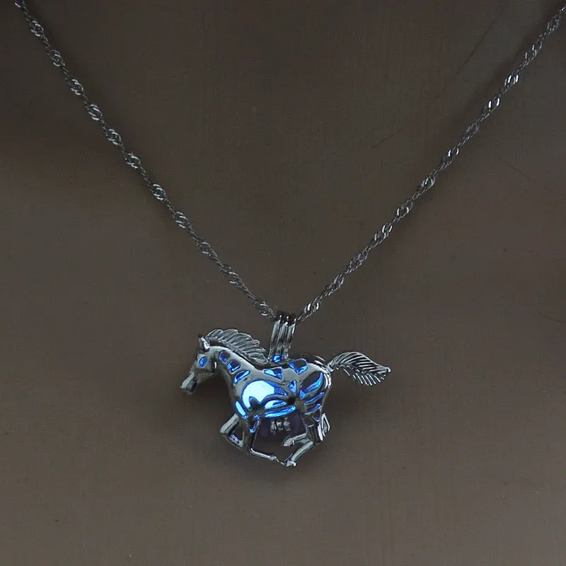 Hollow Luminous Stone Gem Charm Jewelry Pendant Necklace Gifts