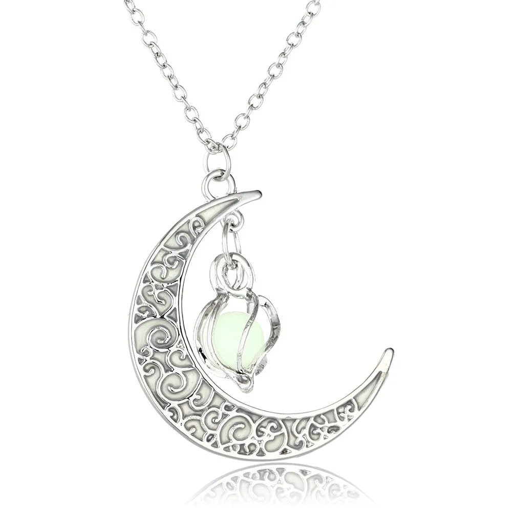 Hollow Luminous Stone Gem Charm Jewelry Pendant Necklace Gifts