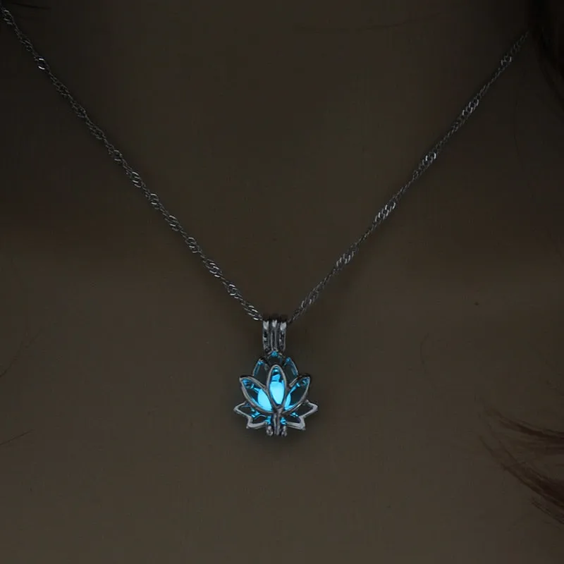 Hollow Luminous Stone Gem Charm Jewelry Pendant Necklace Gifts