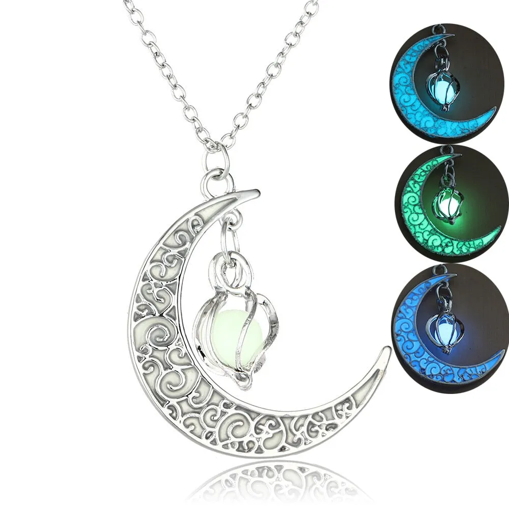 Hollow Luminous Stone Gem Charm Jewelry Pendant Necklace Gifts