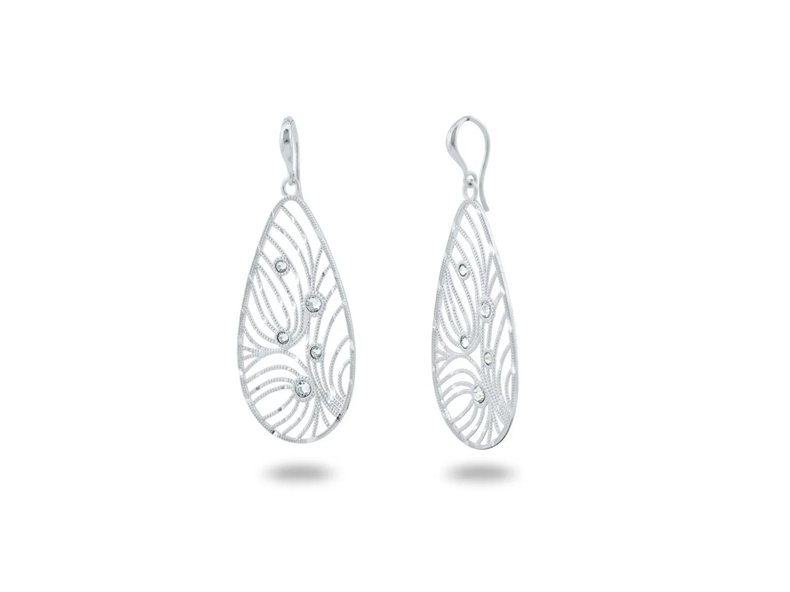 Italian Oval-Cut Intricate French Hook Earrings