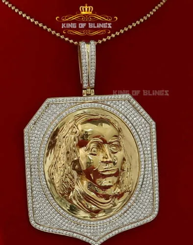 King Of Bling's 10k Yellow Gold Finish Silver Men's Cubic Zircon Pendant