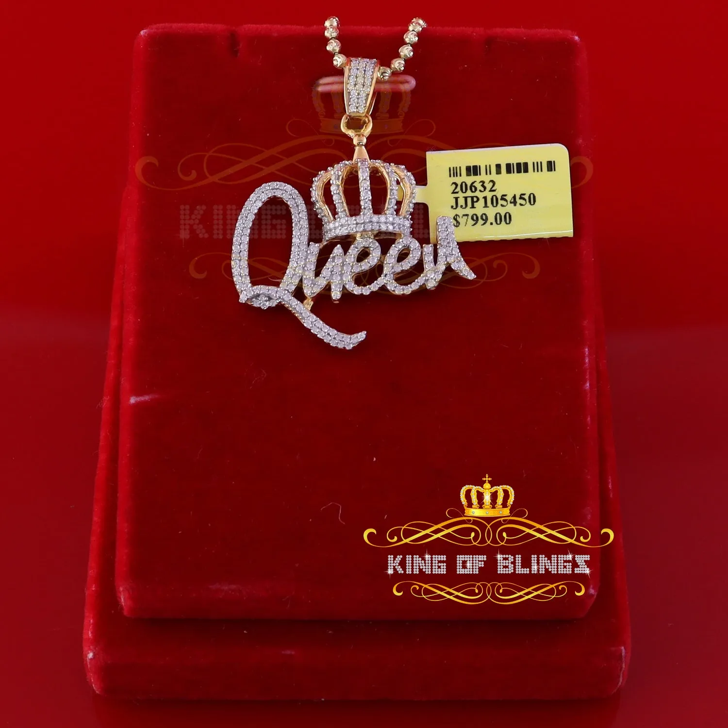 King Of Bling's Surprise With 1.00ct Moissanite Yellow 925 Silver Pendant for Your Queen Crown