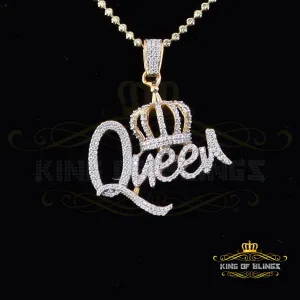 King Of Bling's Surprise With 1.00ct Moissanite Yellow 925 Silver Pendant for Your Queen Crown