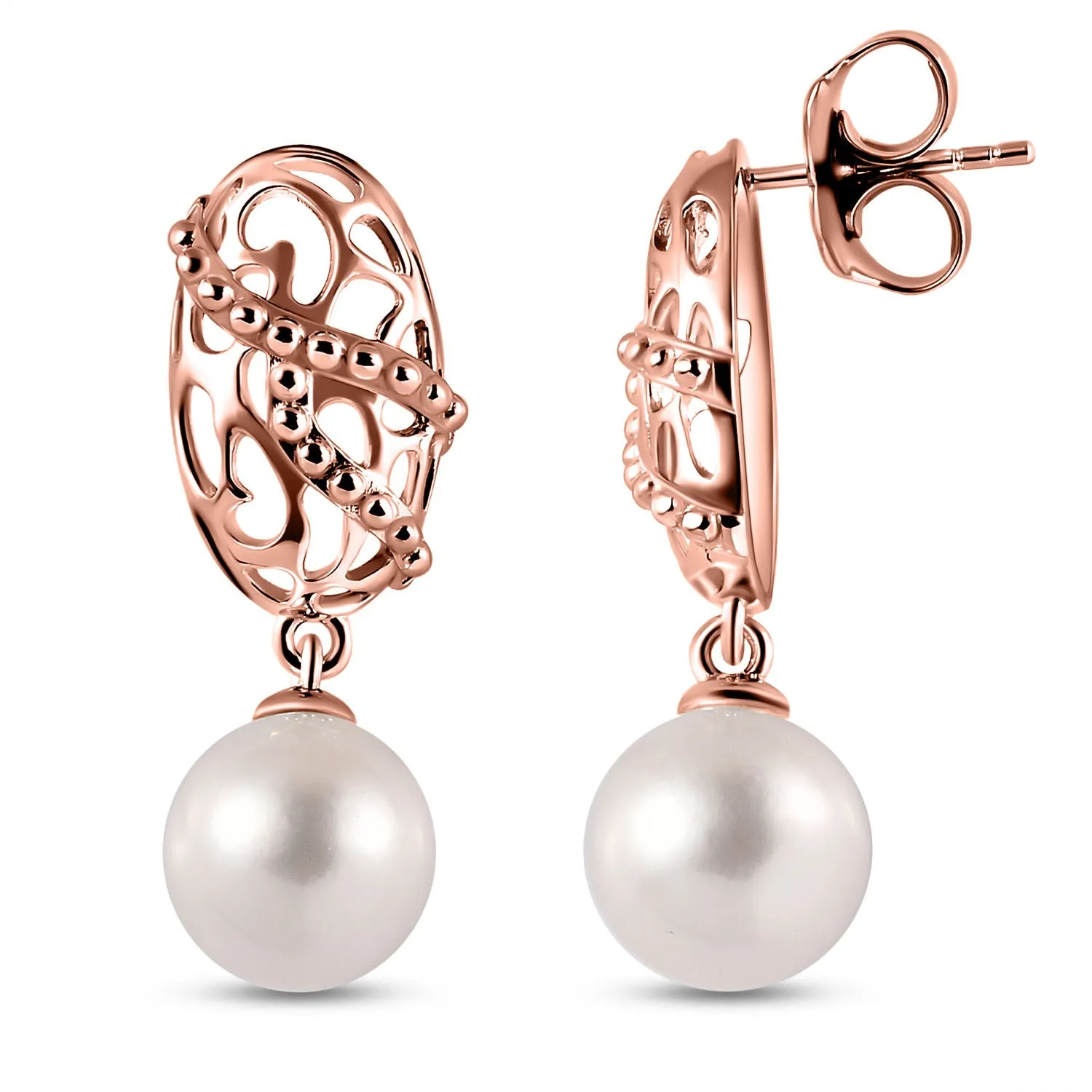 Lace & Lattice Pearl Drop Earrings