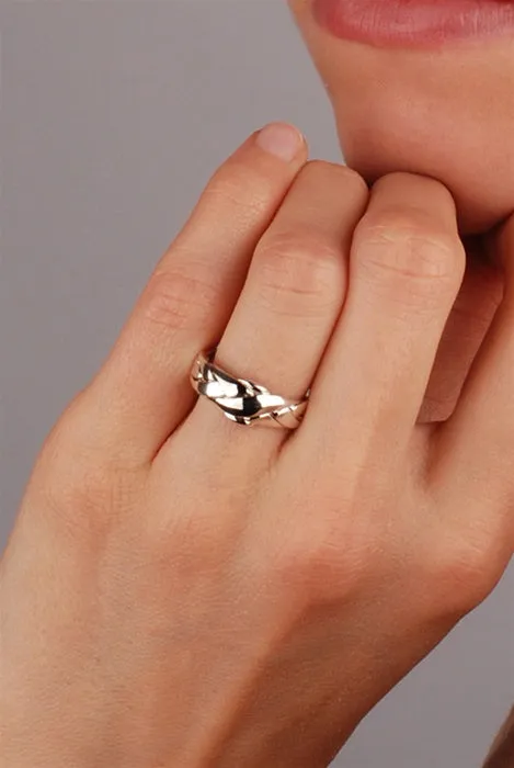 LADIES PETITE 4 band STERLING SILVER Puzzle Ring 4PSL