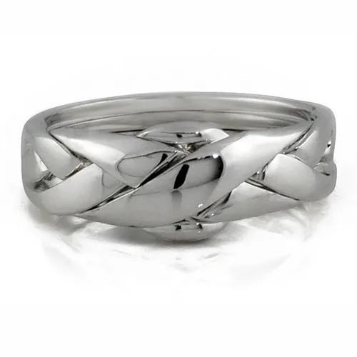 LADIES PETITE 4 band STERLING SILVER Puzzle Ring 4PSL