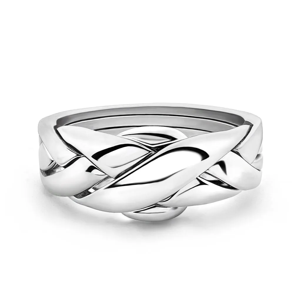 LADIES PETITE 4 band STERLING SILVER Puzzle Ring 4PSL