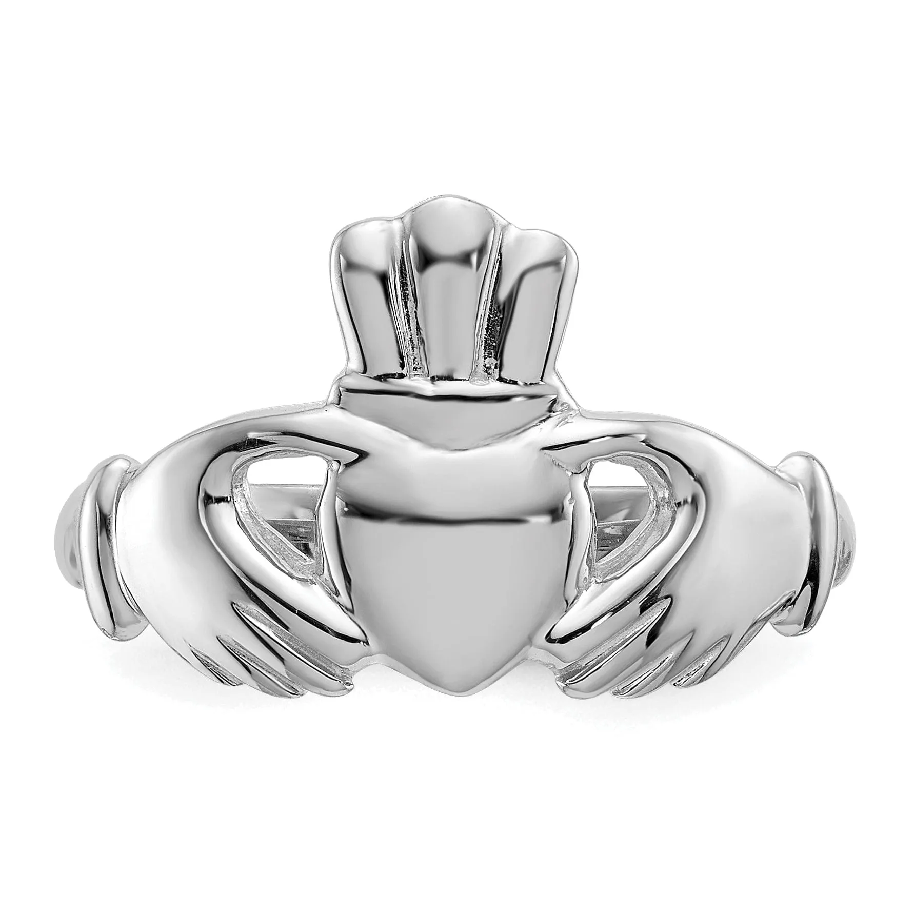 Ladies white 14kt gold claddagh ring